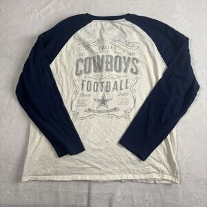 Darius Rucker Dallas Cowboys Henley 3/4 Sleeve Beige Blue Shirt NFL Men's XL